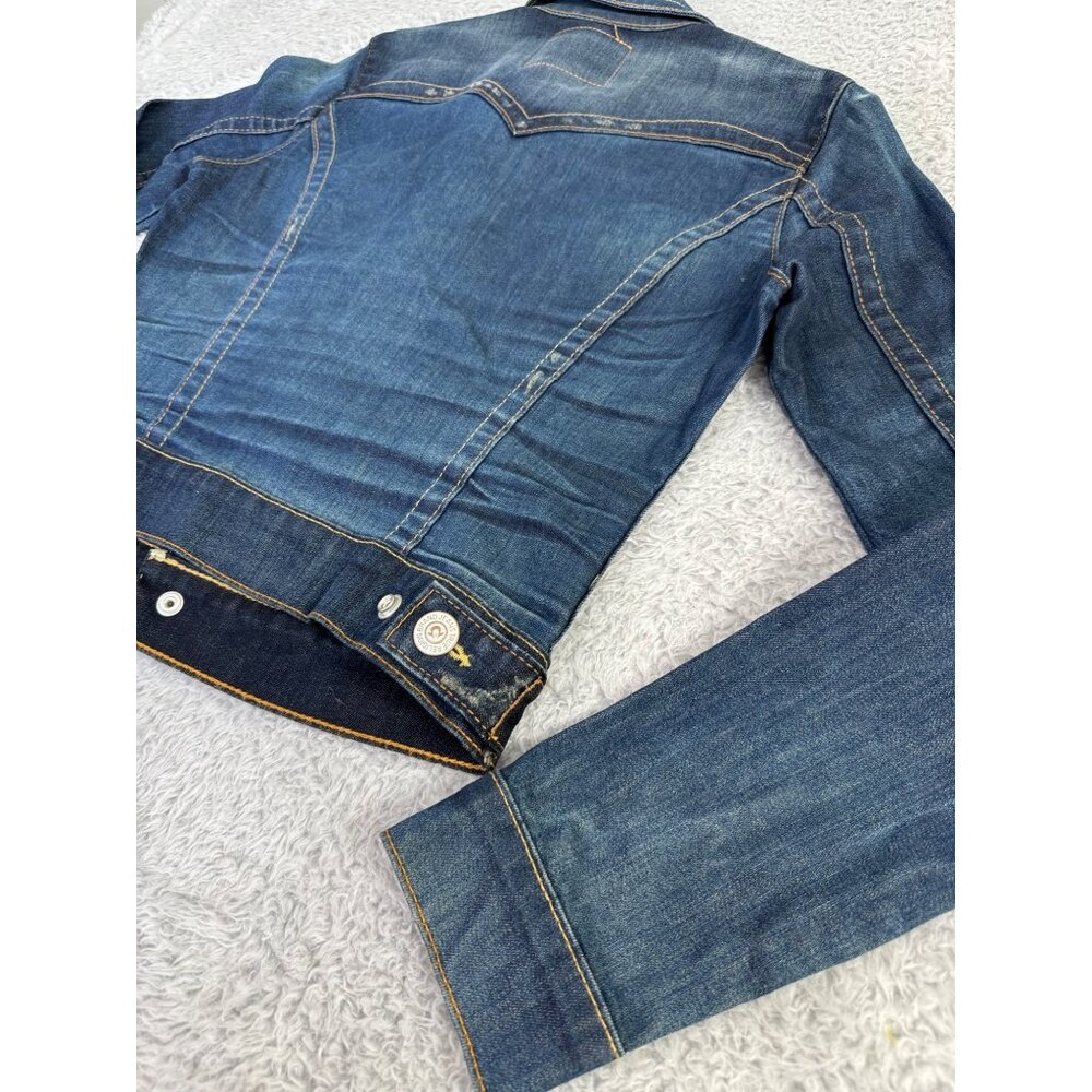 NWOT True Religion World Tour Womens Sz-S Blue Distress Denim Jacket Western - Picture 5 of 13